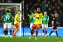 Imran Loiza celebrates the second goal at Home Park.