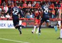 A tackle on Kane Smith did not result in a penalty, much to the ire of Steve Evans. Picture: DAVID LOVEDAY/TGS PHOTO