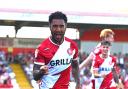 Jamie Reid got Stevenage's first goal at Wigan Athletic. Picture: TGS PHOTO