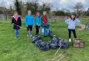 Some of the 9th Purwell Guides at Purwell Recreation Ground in March