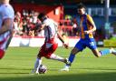 Elliott List belts in the winner for Stevenage against Shrewsbury Town. Picture: TGS PHOTO