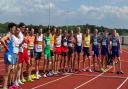 Andrew Patterson of Fairlands Valley Spartans (fifth from right) at the World Masters in Gothenburg. Picture: FVS