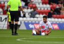 Dan Sweeney had limped out of Stevenage's last game with Lincoln City. Picture: TGS PHOTO