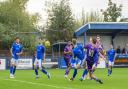 George Morrall scores Hitchin's third goal at Halesowen. Picture: PETER ELSE