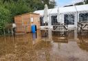 The Brewery Tap in Shefford was flooded following heavy downpours on Monday