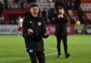 Alex Revell screams in delight after the win over Wrexham. Picture: TGS PHOTO