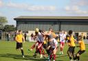 Chaos in the box as Stotfold beat Welwyn Garden City in the Southern League. Picture: HYWEL RHYS-WILLIAMS