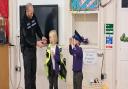 Royston PCSO Chris Brabrook with schoolchildren