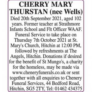 CHERRY MARY THURSTAN (nee Wells)