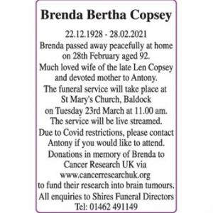 Brenda Bertha Copsey