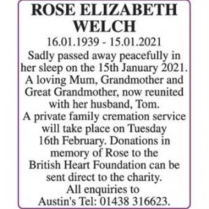 ROSE ELIZABETH WELCH