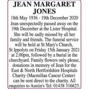 JEAN MARGARET JONES