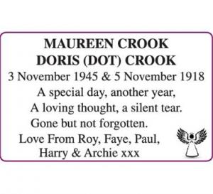 MAUREEN CROOK
DORIS (DOT) CROOK