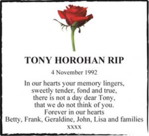 TONY HOROHAN RIP