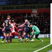 Jamie Reid claimed the second-half goal for Stevenage. Picture: TGS PHOTO