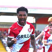 Jamie Reid got Stevenage's first goal at Wigan Athletic. Picture: TGS PHOTO