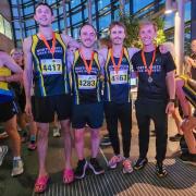 Sam Coxon, Rob Jowett, Mike Roberts and Tom Barclay won the county team title at the first Hatfield 5k Series race. Picture: NHRR