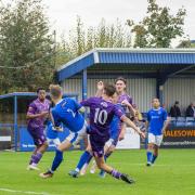 George Morrall scores Hitchin's third goal at Halesowen. Picture: PETER ELSE