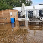 The Brewery Tap in Shefford was flooded following heavy downpours on Monday