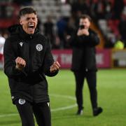 Alex Revell screams in delight after the win over Wrexham. Picture: TGS PHOTO