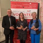 Nick Ward, Sarah Berry and Norma Harris with their awards