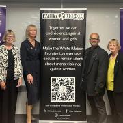 Cllr Val Bryant, North Herts Council’s Executive Member for Communities and Partnerships (3rd from left) with council officers on the White Ribbon Steering group.