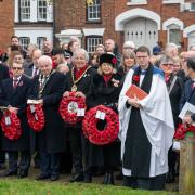 Dignitaries gathered for a service on Stevenage's Bowling Green.