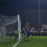 Hitchin grab a late equaliser away to Biggleswade Town. Picture: PETER ELSE