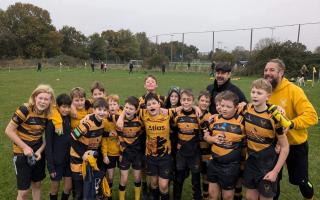 Danny Dyer enjoys his Sunday morning with the Letchworth youngsters. Picture: LETCHWORTH RFC