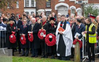 Dignitaries gathered for a service on Stevenage's Bowling Green.