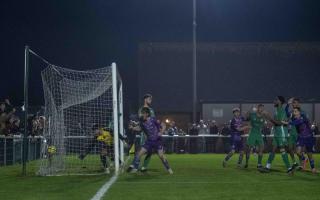 Hitchin grab a late equaliser away to Biggleswade Town. Picture: PETER ELSE