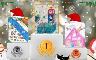 The winning design and two runners-up in MP Kevin Bonavia's Christmas card competition can be revealed